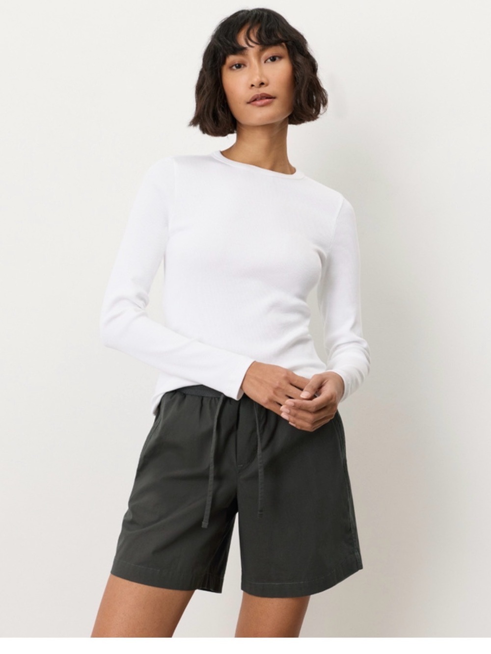 Pact Perfect Ribbed Crowneck Top M White Organic Cotton Minimalist Clean Girl